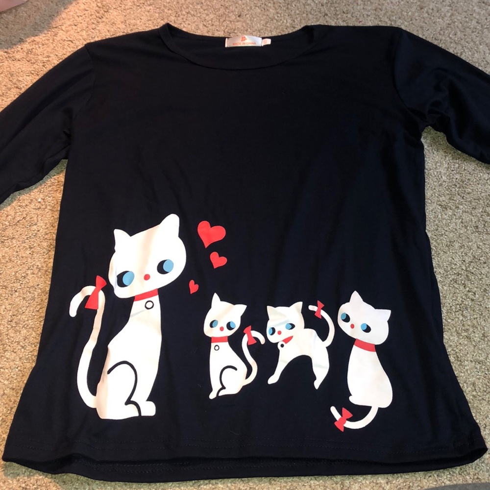 Navy blue Longsleeve cat tee